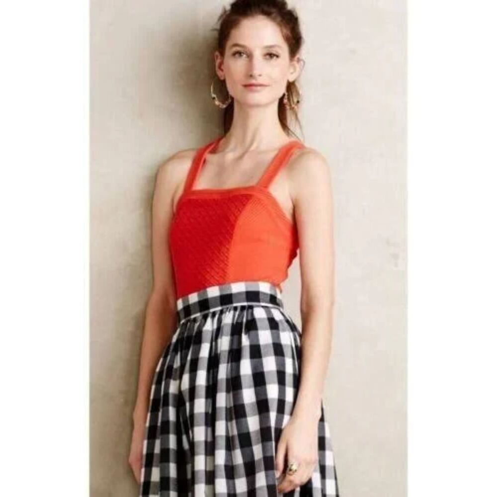 Deletta Anthropologie Gavi Halter Tank Top Sleeveless Red Orange Size Large